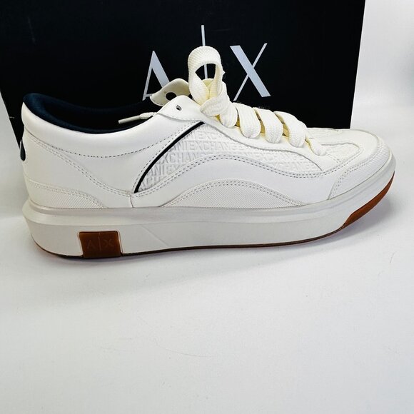 AX Armani Exchange Sneakers with Logo Mens Size 12 Off White Navy Casual Shoe - Picture 2 of 14